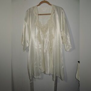 Victoria's Secret Cream Satin Robe and Nightgown
